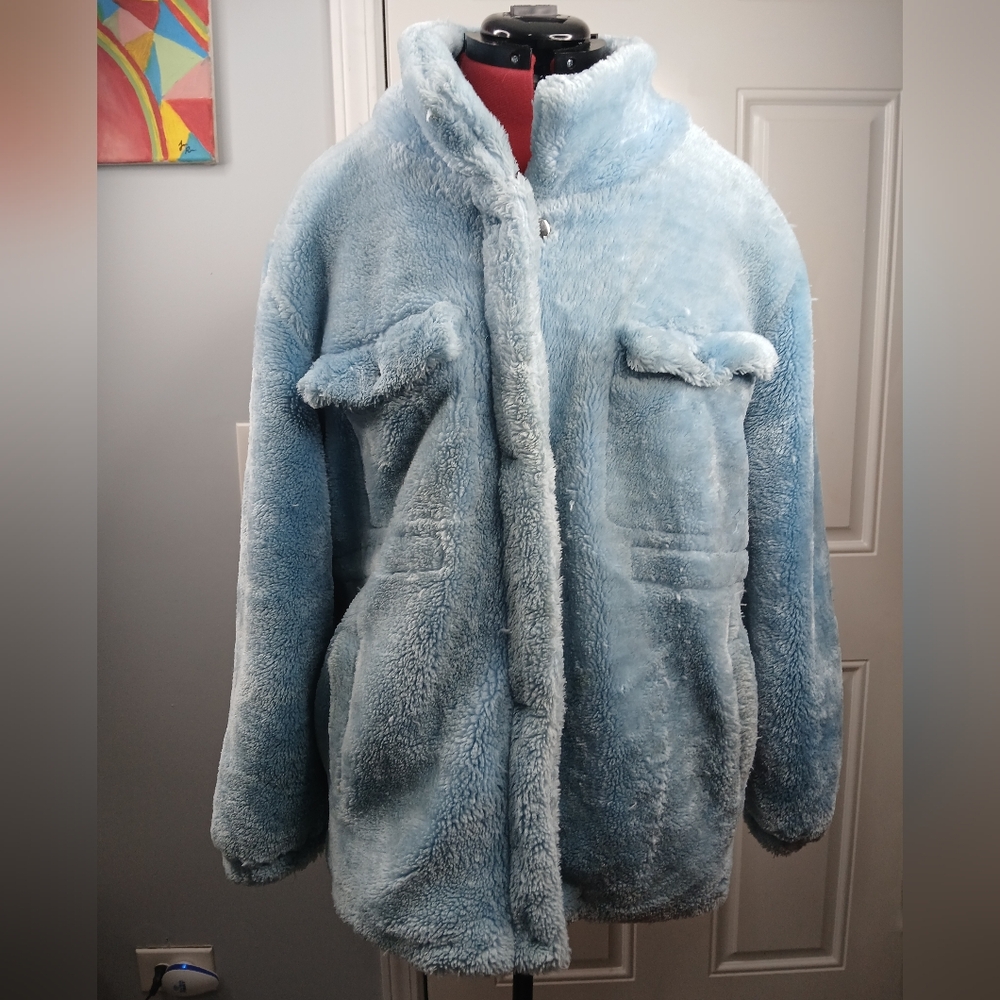 QED London Light Blue Teddy Jacket